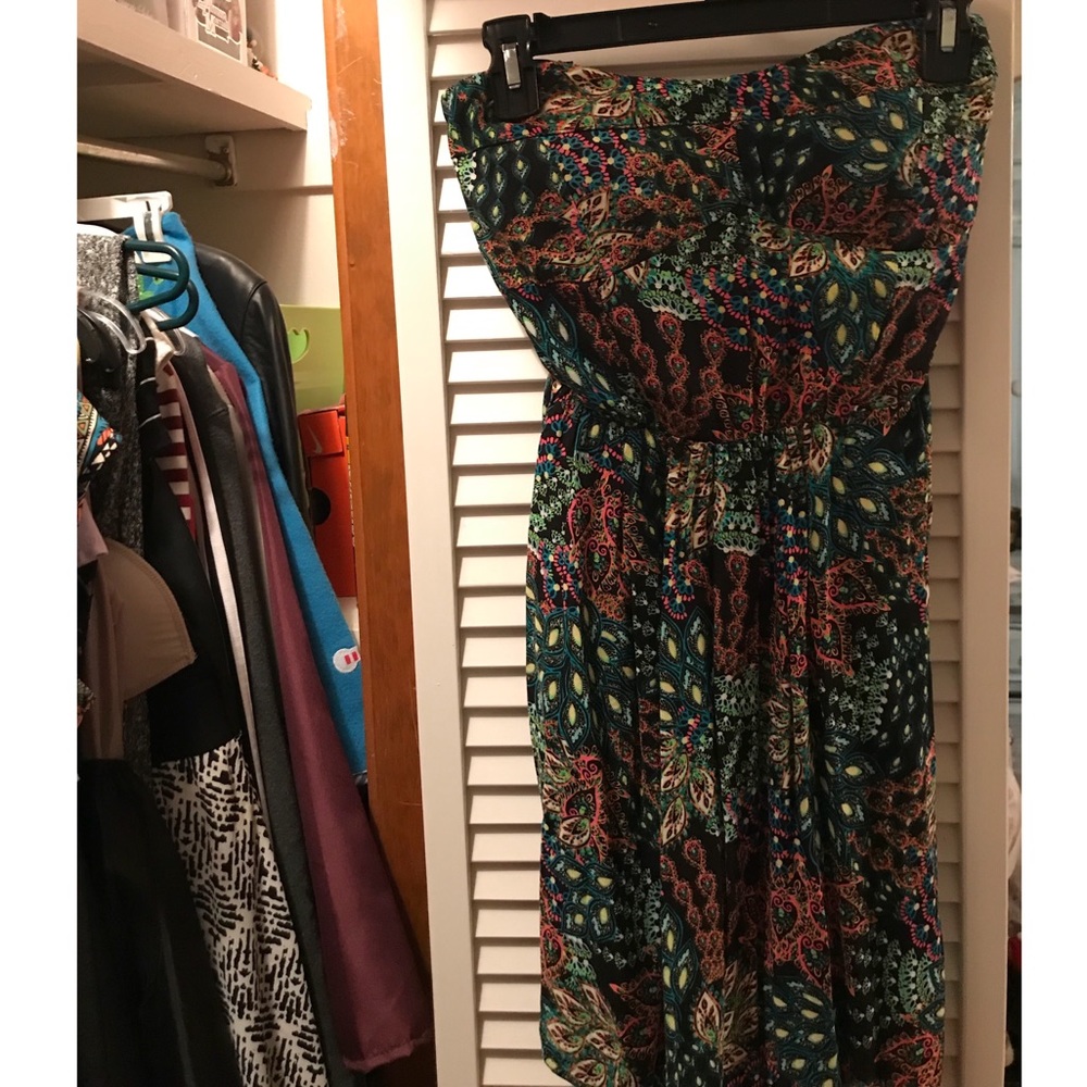 multicolor strapless dress
